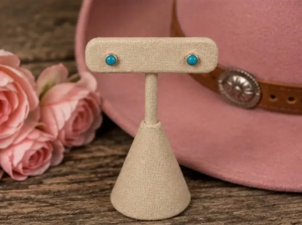 Tiny Turquoise Stud Earrings | Sterling Silver Mini's for Kids & First Piercings